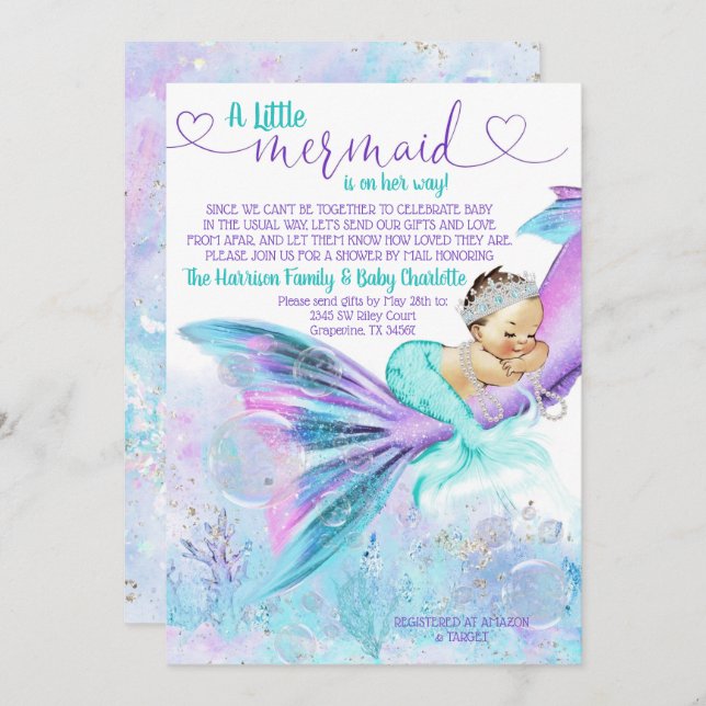 Mermaid Mail Baby Shower Invitation (Front/Back)