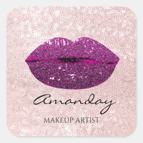 Mermaid Makeup Artist Rose Lips Name Thank Berry Square Sticker