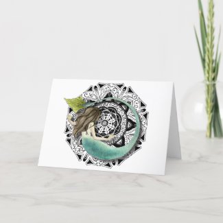 Mermaid Mandala blank greeting card