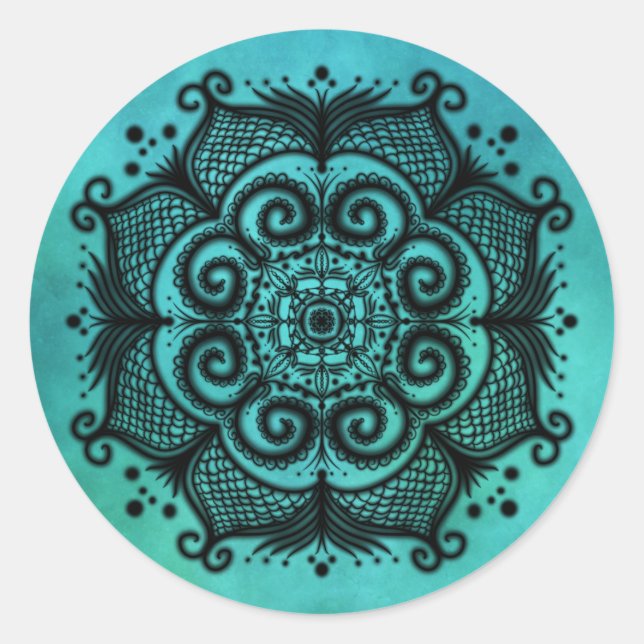 Mermaid Mandala Classic Round Sticker (Front)