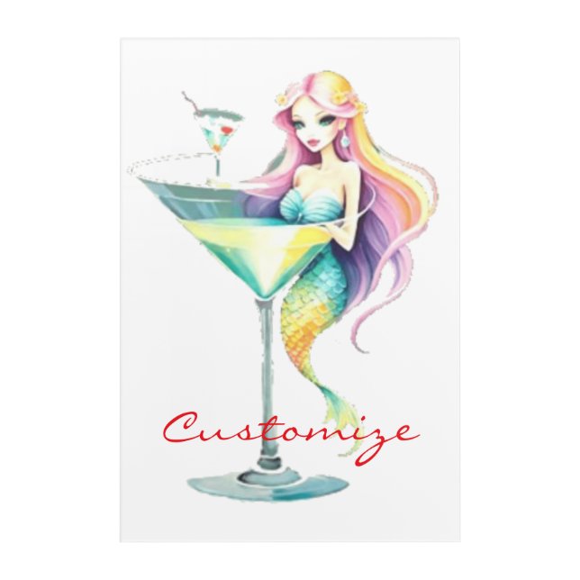 Mermaid Martini Girl Thunder_Cove Acrylic Print (Front)