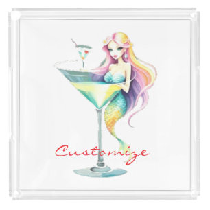 Mermaid Martini Girl Thunder_Cove Acrylic Tray