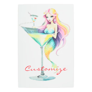 Mermaid Martini Girl Thunder_Cove Metal Print