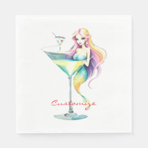 Mermaid Martini Girl Thunder_Cove Napkins