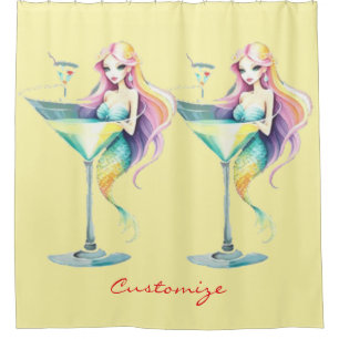 Mermaid Martini Girl Thunder_Cove Shower Curtain