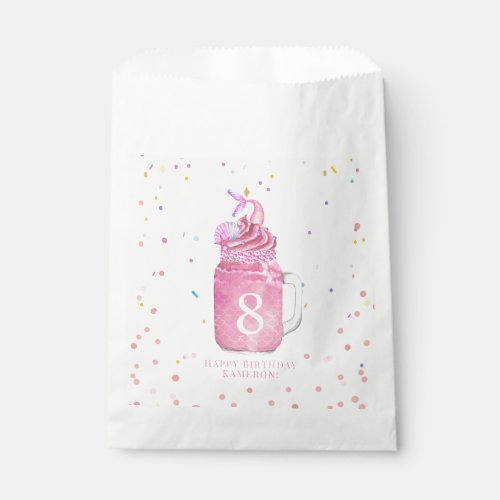 Mermaid Mason Jar Milkshake Girls Pink Birthday  Favor Bag