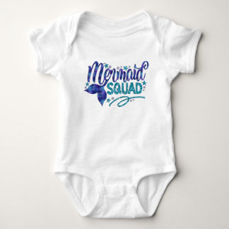 Mermaid - "Mermaid Squad" - Teal Faux Glitter Baby Bodysuit