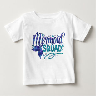 Mermaid - "Mermaid Squad" - Teal Faux Glitter Baby T-Shirt