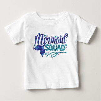 Mermaid - "Mermaid Squad" - Teal Faux Glitter Baby T-Shirt