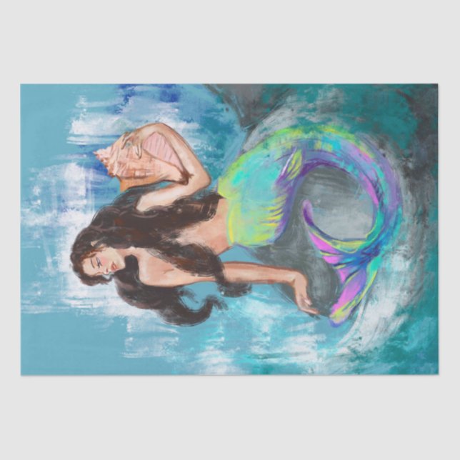 Mermaid / Mermaids Vintage Antique Decoupage Tissue Paper (Front)