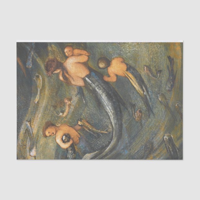 Mermaid / Mermaids Vintage Antique Decoupage Tissue Paper (Front)