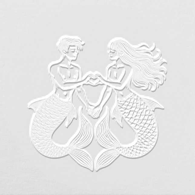 Mermaid Merman Sweethearts Making Heart Sign Embosser (Design)