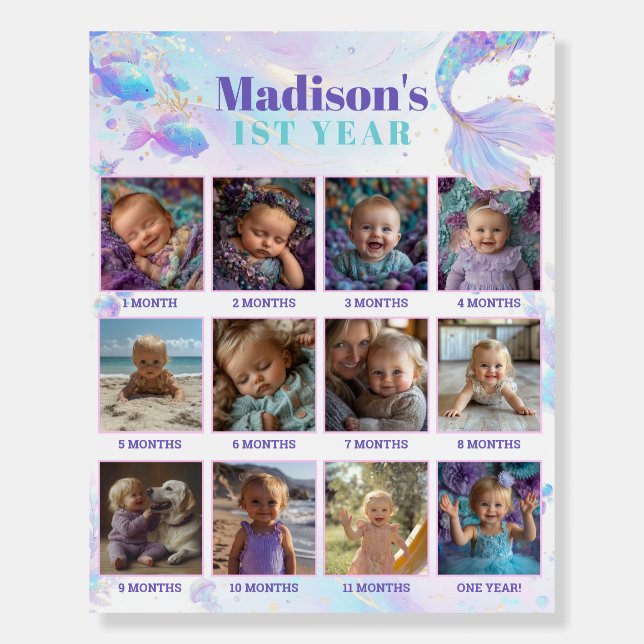 Mermaid Milestone 1st Birthday Poster (Front)