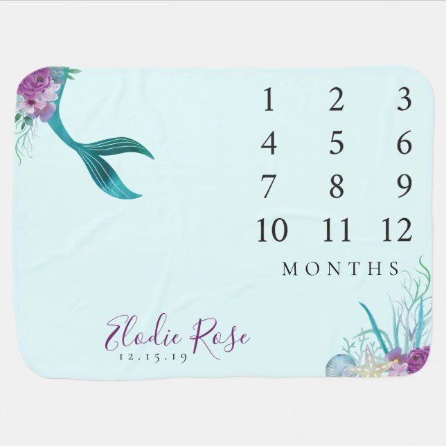 MERMAID MILESTONE NURSERY BLANKET (Horizontal)