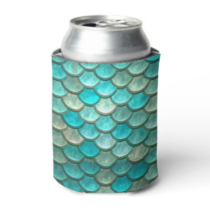 Mermaid minty green fish scales pattern can cooler