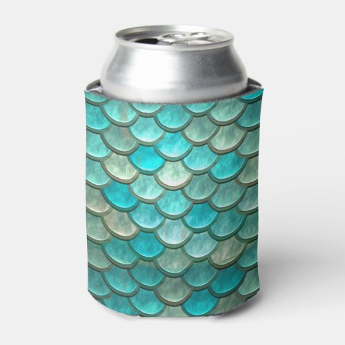 Mermaid minty green fish scales pattern can cooler