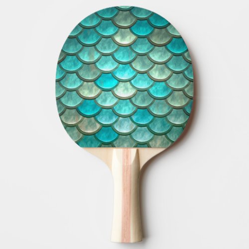 Mermaid minty green fish scales pattern Ping_Pong paddle