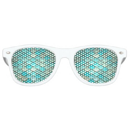 Mermaid Minty Green Fish Scales Pattern Retro Sunglasses
