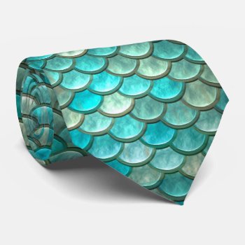 Mermaid Minty Green Fish Scales Pattern Tie by AllAboutPattern at Zazzle