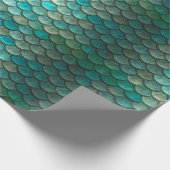 Mermaid minty green fish scales pattern wrapping paper (Corner)