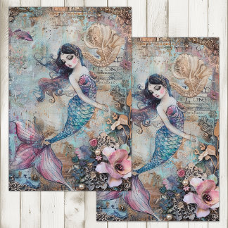 MERMAID MIXED MEDIA DECOUPAGE TISSUE PAPER