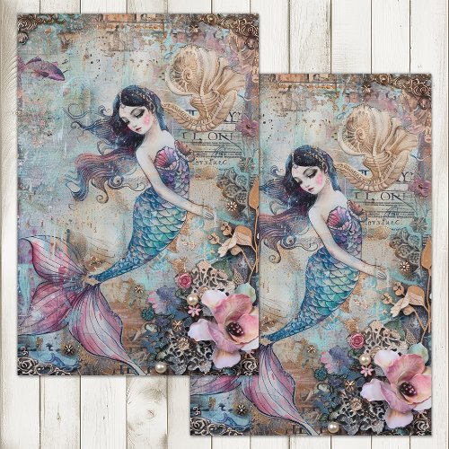 MERMAID MIXED MEDIA DECOUPAGE TISSUE PAPER