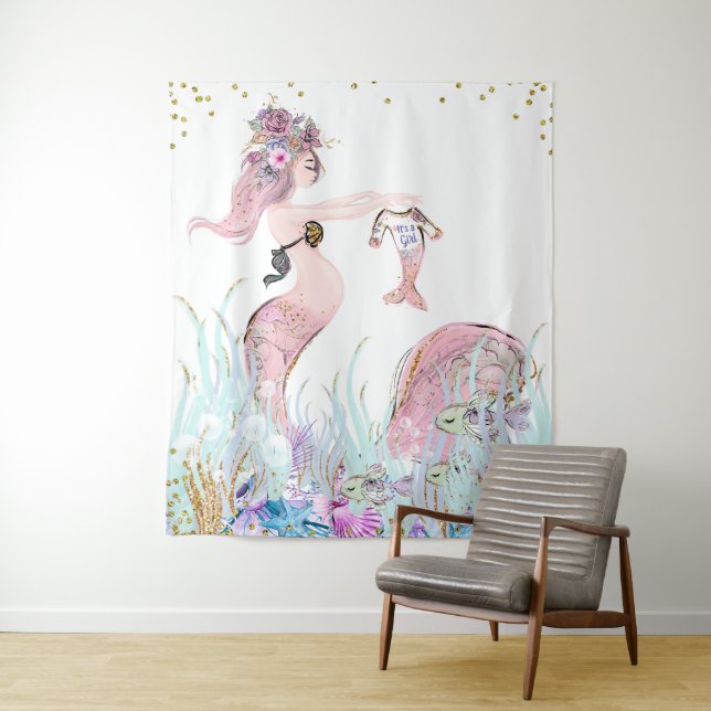 Mermaid Mom Baby Shower Backdrop Banners (In Situ)