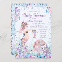 Mermaid Mom Baby Shower Invitations