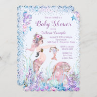 Mermaid Mom Baby Shower Invitations