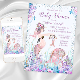 Mermaid Mom Baby Shower Invitations