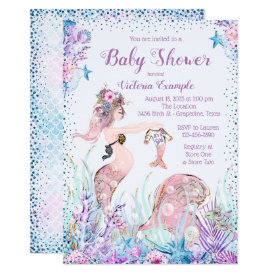 mermaid baby shower invitations - retro invites