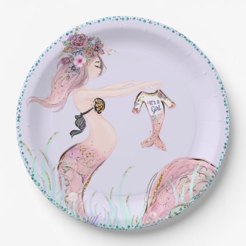 Mermaid Mom Baby Shower Paper Plates