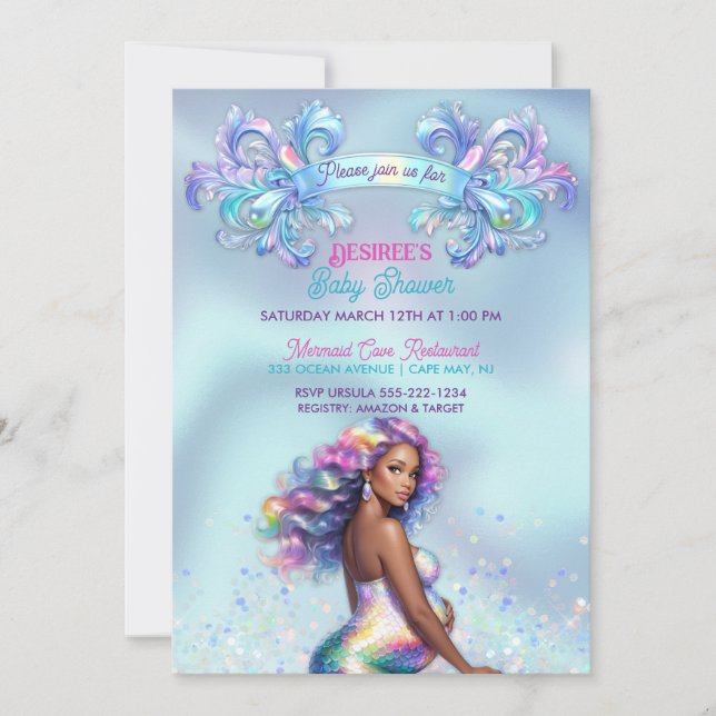 Mermaid Mom Pregnancy Baby Shower Invitation (Front)