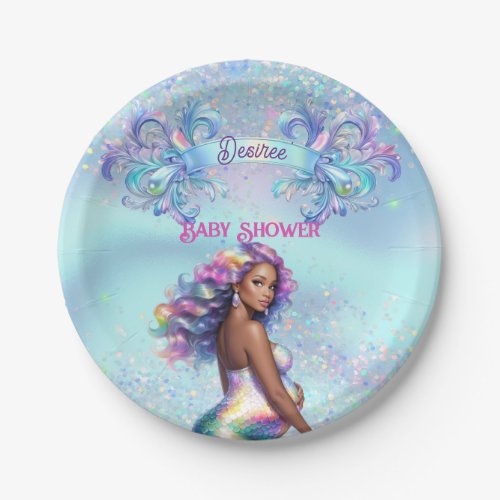 Mermaid Mom Pregnancy Baby Shower Paper Plates