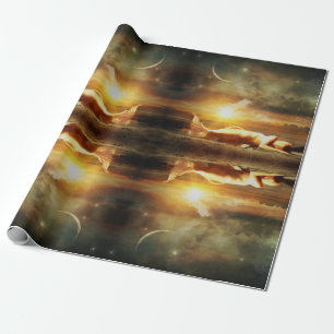 Mermaid moon beach and ocean wrapping paper