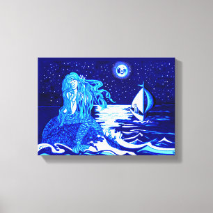 Mermaid moon canvas print
