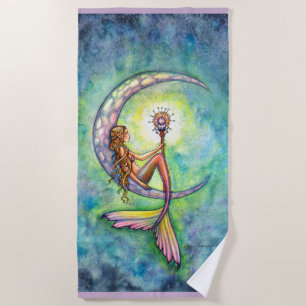 Mermaid Moon Fantasy Art Beach Towel