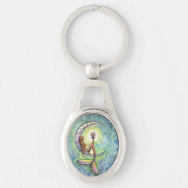 Mermaid Moon Fantasy Art by Molly Harrison Keychain (Front)