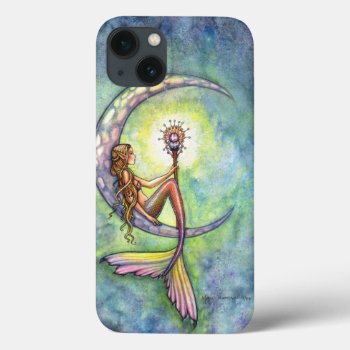 Mermaid Moon Fantasy Illustration Iphone 13 Case by robmolily at Zazzle