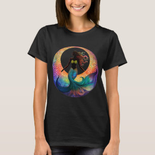 Mermaid Moon Goddess Silhouette   Colorful Graphic T-Shirt