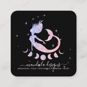 Mermaid moon spiritual tarot reading zodiac square business card