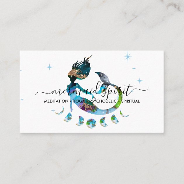 Mermaid moon spiritual zodiac ombre business card