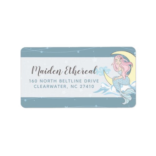 Mermaid Moon  Stars Mystical Sea Siren Address Label