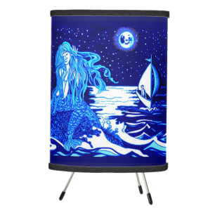 Mermaid moon tripod lamp