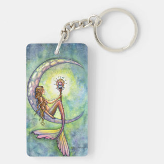 Mermaid Moon Watercolor Mermaid Molly Harrison Art Keychain
