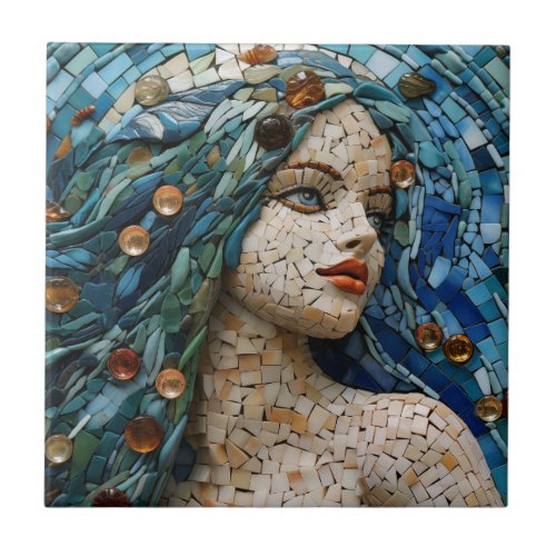 Mermaid Mosaic Nautical Themed Ceramic Tile