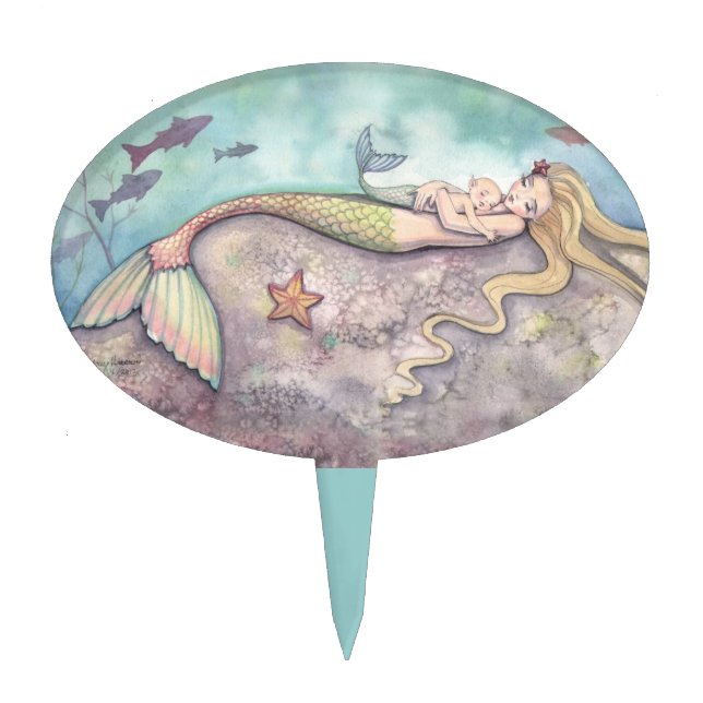 Mermaid Mother and Baby Cake Topper (Front)