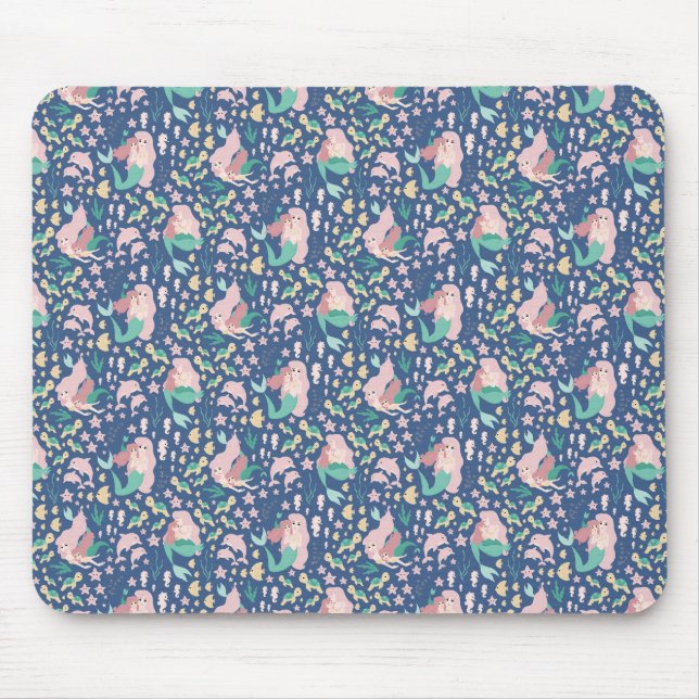 Mermaid Mother Daughter Bonding Ocean Dark Version Mouse Pad (Front)