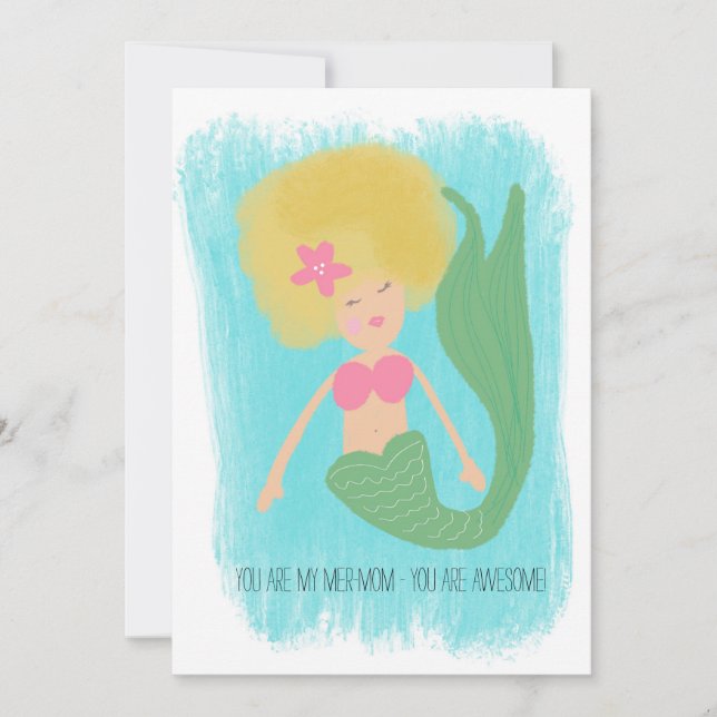 Mermaid Mothers Day 90s Disco Mom Card (Front)