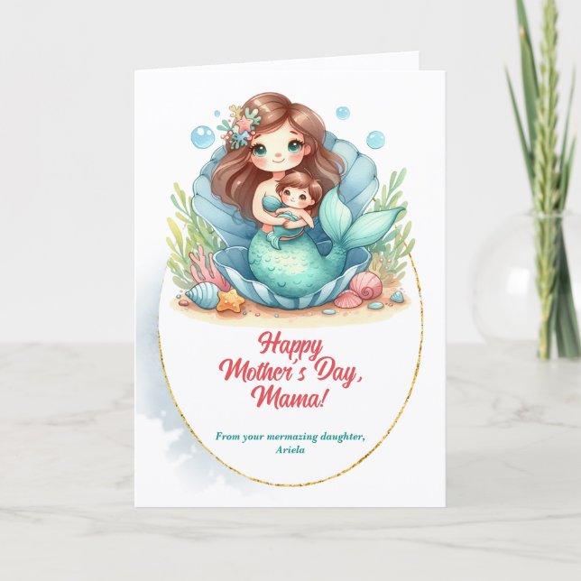 Mermaid Mother's Day Beautiful Message Holiday Card (Front)